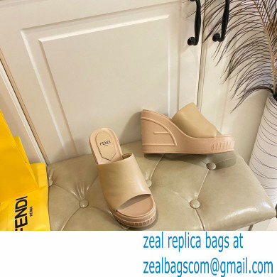 Fendi Leather platform 8.5cm Slides Apricot 2023