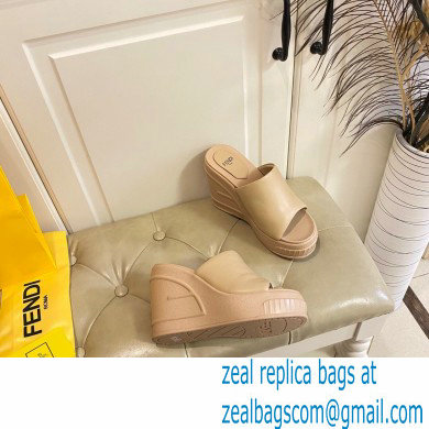 Fendi Leather platform 8.5cm Slides Apricot 2023