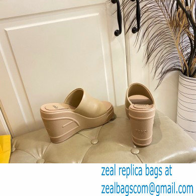 Fendi Leather platform 8.5cm Slides Apricot 2023