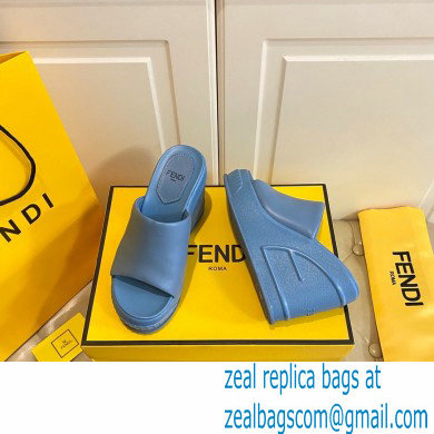 Fendi Leather platform 8.5cm Slides Blue 2023