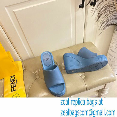 Fendi Leather platform 8.5cm Slides Blue 2023