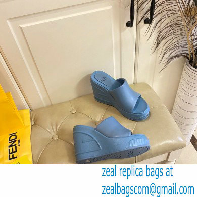 Fendi Leather platform 8.5cm Slides Blue 2023