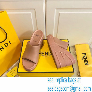 Fendi Leather platform 8.5cm Slides Brown 2023