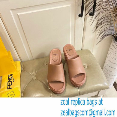 Fendi Leather platform 8.5cm Slides Brown 2023