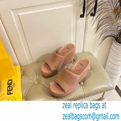 Fendi Leather platform 8.5cm Slides Brown 2023