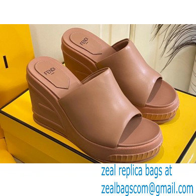 Fendi Leather platform 8.5cm Slides Brown 2023