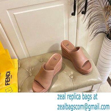 Fendi Leather platform 8.5cm Slides Brown 2023