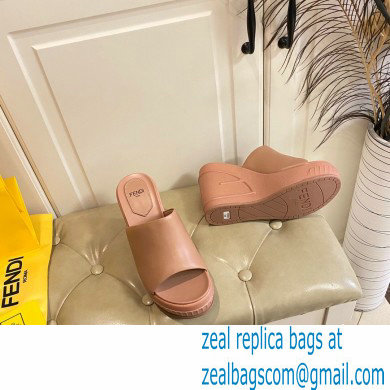 Fendi Leather platform 8.5cm Slides Brown 2023