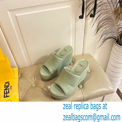 Fendi Leather platform 8.5cm Slides Green 2023