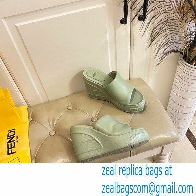 Fendi Leather platform 8.5cm Slides Green 2023