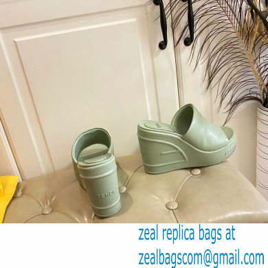 Fendi Leather platform 8.5cm Slides Green 2023