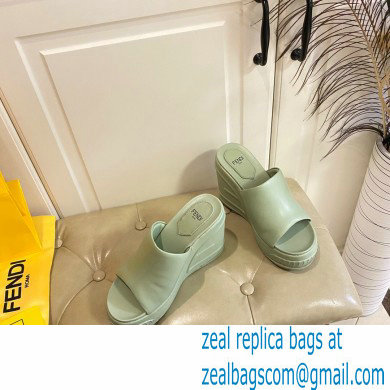 Fendi Leather platform 8.5cm Slides Green 2023