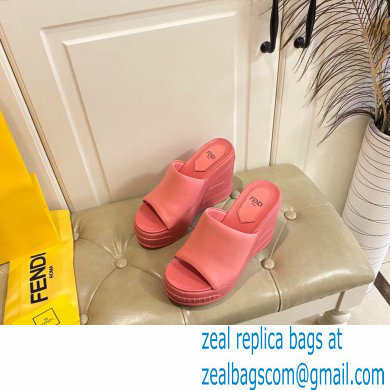 Fendi Leather platform 8.5cm Slides Pink 2023 - Click Image to Close