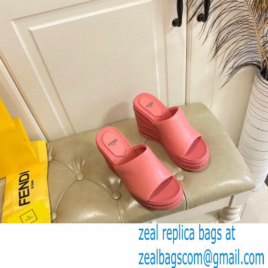 Fendi Leather platform 8.5cm Slides Pink 2023 - Click Image to Close