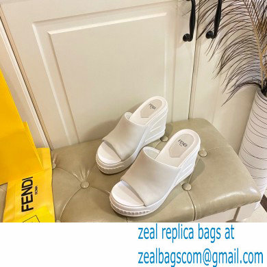 Fendi Leather platform 8.5cm Slides White 2023