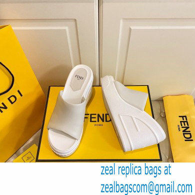 Fendi Leather platform 8.5cm Slides White 2023