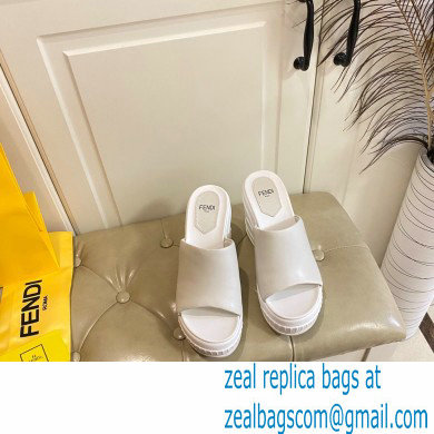 Fendi Leather platform 8.5cm Slides White 2023