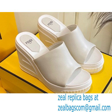 Fendi Leather platform 8.5cm Slides White 2023