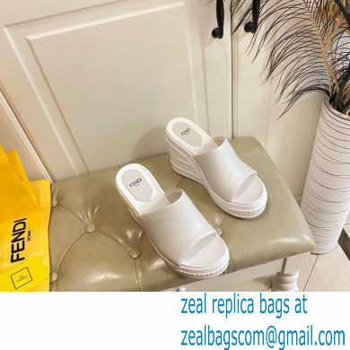 Fendi Leather platform 8.5cm Slides White 2023