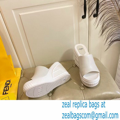 Fendi Leather platform 8.5cm Slides White 2023