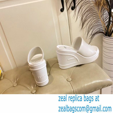 Fendi Leather platform 8.5cm Slides White 2023