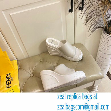 Fendi Leather platform 8.5cm Slides White 2023