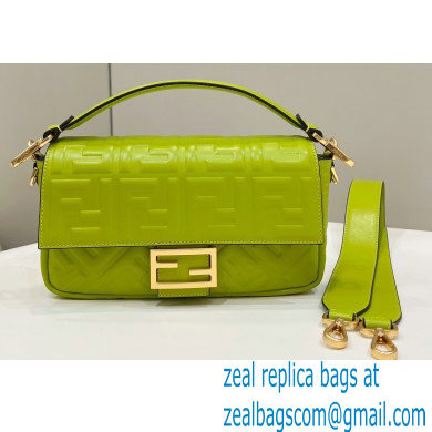 Fendi Nappa Leather Medium Baguette Bag Acid Green 2023