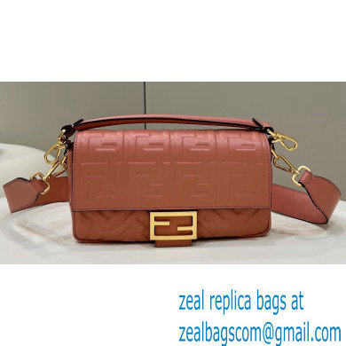 Fendi Nappa Leather Medium Baguette Bag Dark Pink 2023
