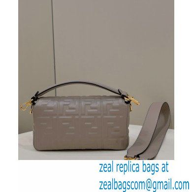 Fendi Nappa Leather Medium Baguette Bag Gray 2023