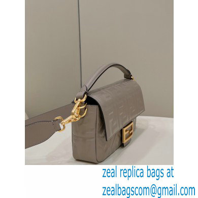 Fendi Nappa Leather Medium Baguette Bag Gray 2023
