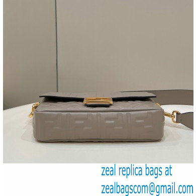 Fendi Nappa Leather Medium Baguette Bag Gray 2023
