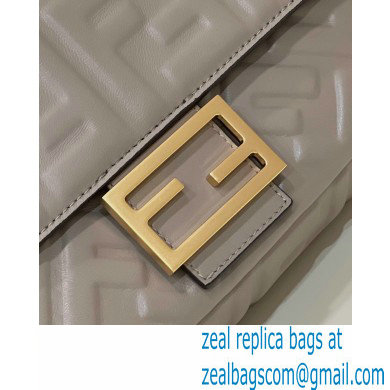 Fendi Nappa Leather Medium Baguette Bag Gray 2023