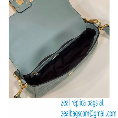 Fendi Nappa Leather Medium Baguette Bag Gray Green 2023