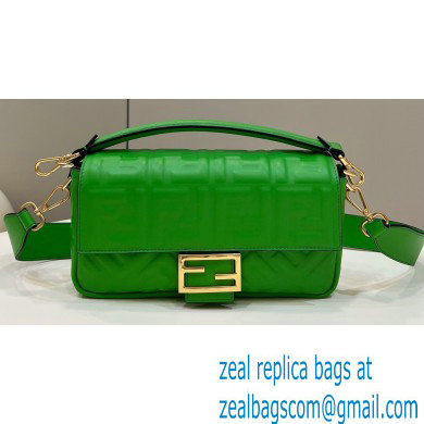 Fendi Nappa Leather Medium Baguette Bag Green 2023