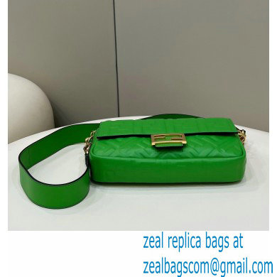 Fendi Nappa Leather Medium Baguette Bag Green 2023