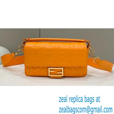 Fendi Nappa Leather Medium Baguette Bag Orange 2023