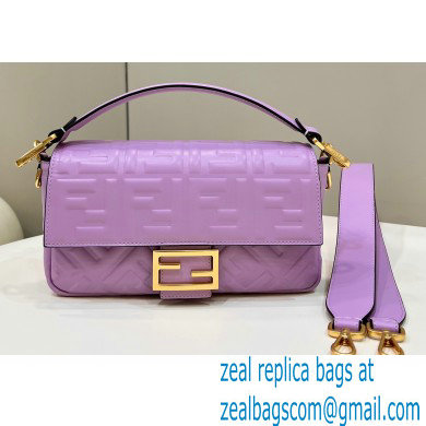 Fendi Nappa Leather Medium Baguette Bag Purple 2023