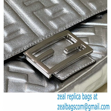 Fendi Nappa Leather Medium Baguette Bag Silver 2023