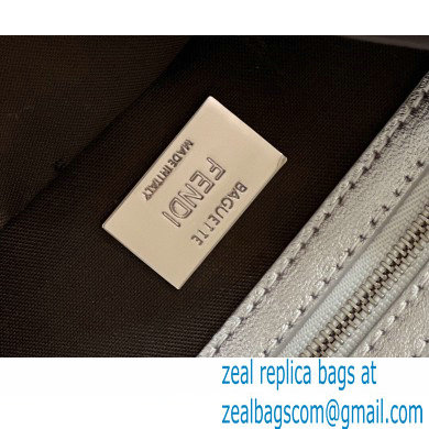 Fendi Nappa Leather Medium Baguette Bag Silver 2023