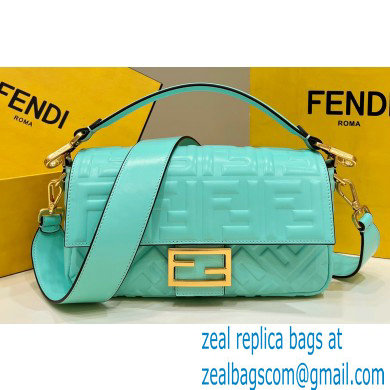 Fendi Nappa Leather Medium Baguette Bag Turquoise Green 2023