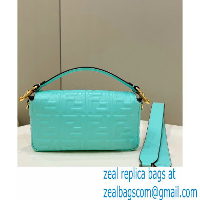 Fendi Nappa Leather Medium Baguette Bag Turquoise Green 2023