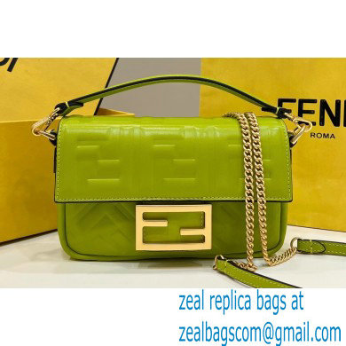 Fendi Nappa Leather Mini Baguette Bag Acid Green 2023 - Click Image to Close