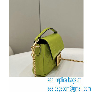 Fendi Nappa Leather Mini Baguette Bag Acid Green 2023