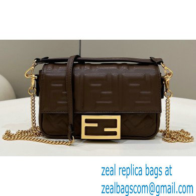 Fendi Nappa Leather Mini Baguette Bag Coffee 2023