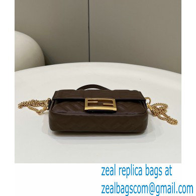 Fendi Nappa Leather Mini Baguette Bag Coffee 2023