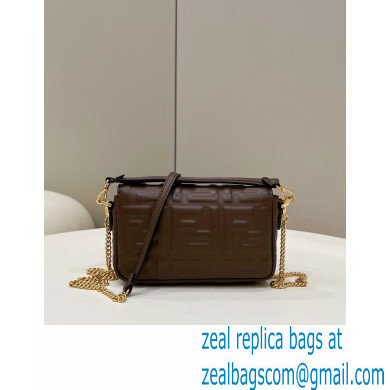 Fendi Nappa Leather Mini Baguette Bag Coffee 2023