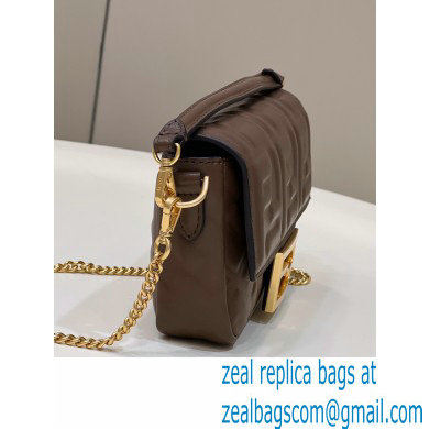 Fendi Nappa Leather Mini Baguette Bag Coffee 2023