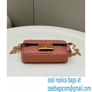 Fendi Nappa Leather Mini Baguette Bag Dark Pink 2023