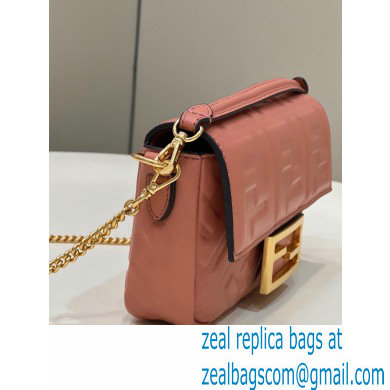 Fendi Nappa Leather Mini Baguette Bag Dark Pink 2023