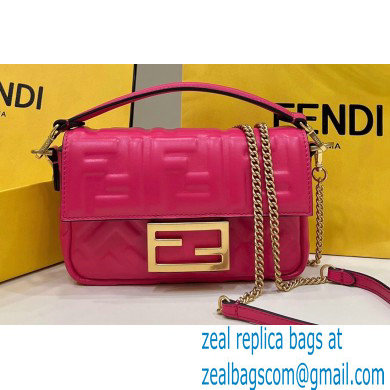 Fendi Nappa Leather Mini Baguette Bag Fuchsia 2023